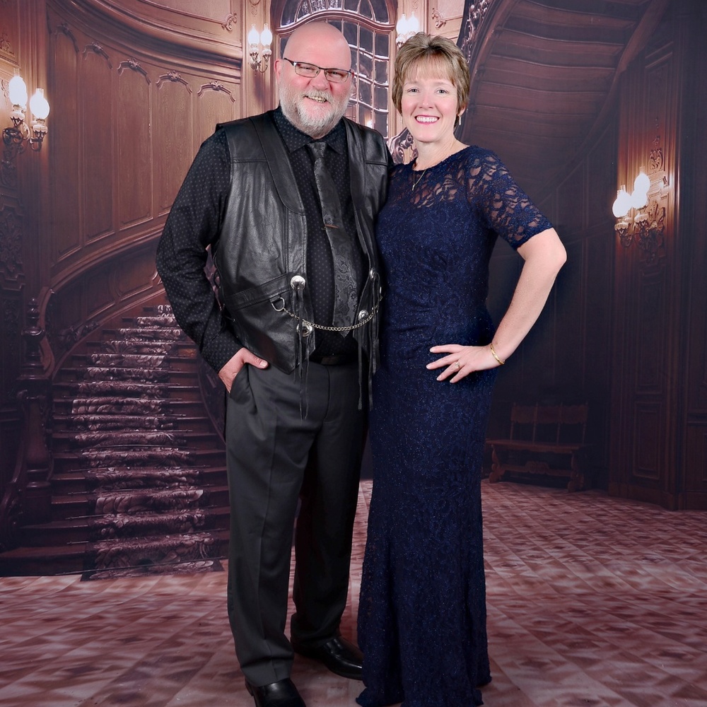 Dark blue gown